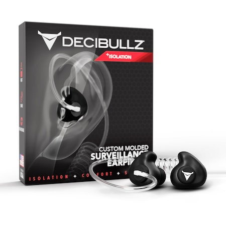 Decibullz +Isolation  Custom Molded Earpiece Adapter for Security/Survelience Radios RTL-RDO-ISO-BLK